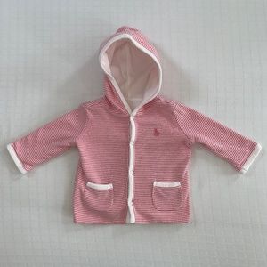 Ralph Lauren Pink Striped White Reversible Jacket 3m, Lightweight Soft Preppy